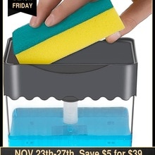 Soap Pump Dispenser 2 In1 Hand Push ABS Washing Liquid Storage Box with Sponge Holder for Kitchen Sink