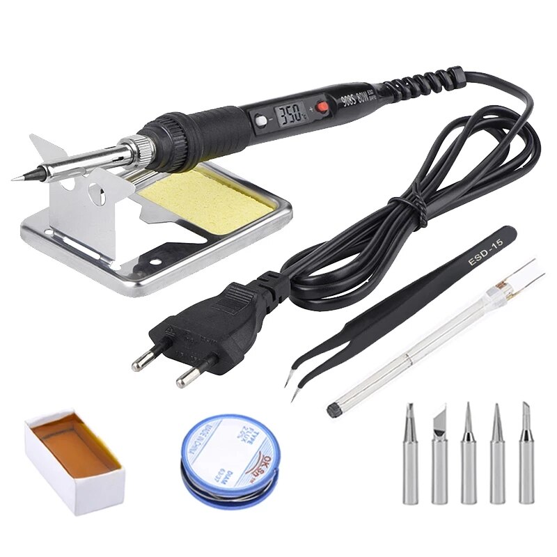 Electric Soldering Iron 80W 220V Digital LCD Adjustable Temperature Solder Iron Kits with Soldering Tips Welding Repair Tools: 110V  80W / 7