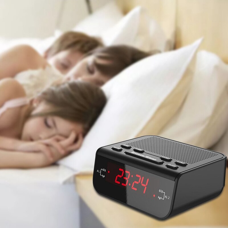 Digital Alarm Clock Fm Radio Home Decorative Desk Dual Alarm Snooze Sleep Function Electronic Led Clock