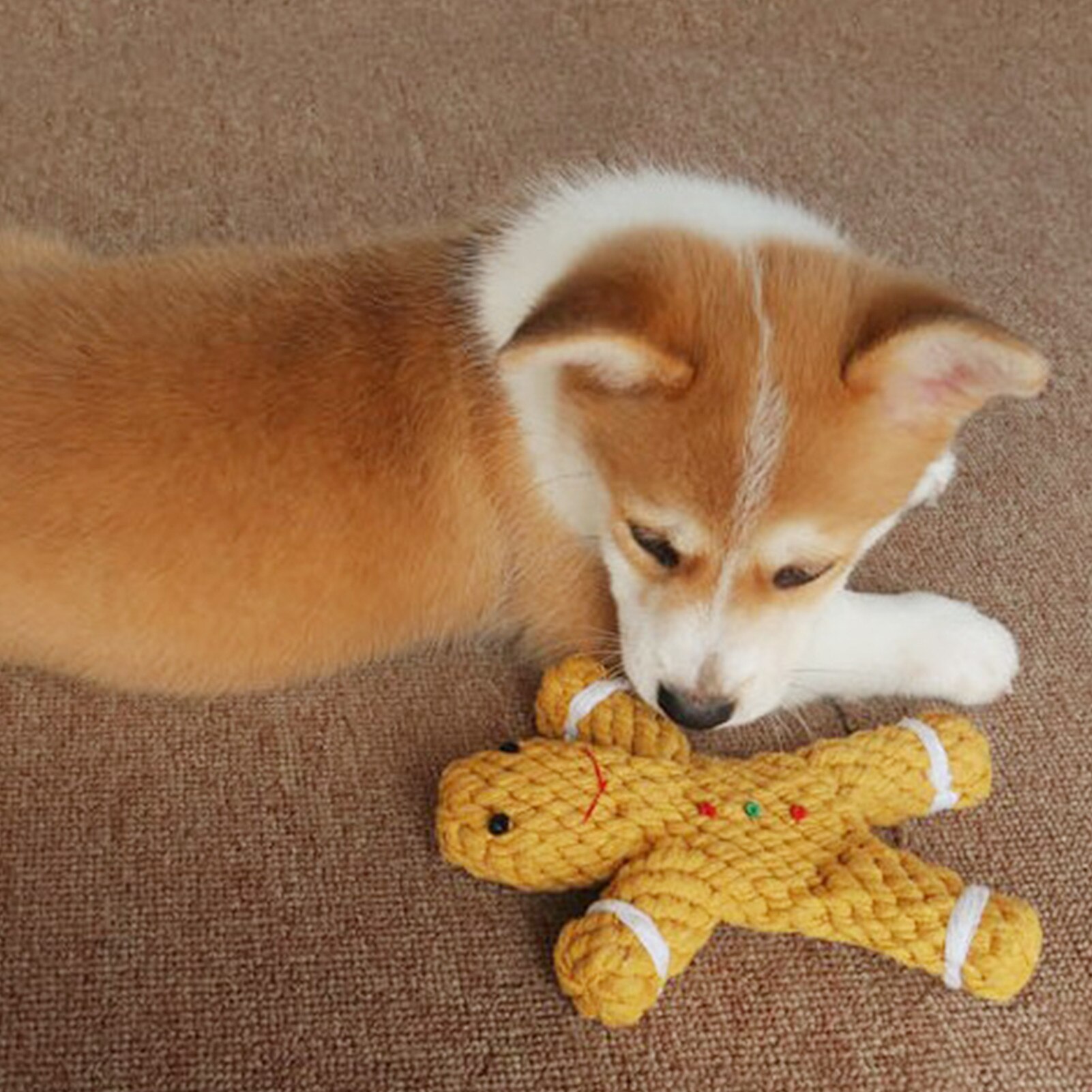 Dog Chew Toys Washable Gingerbread Man Cotton Rope For Dogs Chew Toy Chewing Rubber Toothbrushes Cotton Toys Plush Interaction