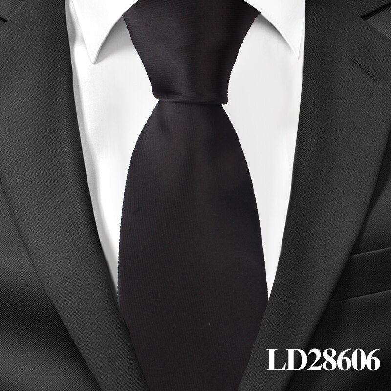 Classic Satin Neck Ties for Men Casual Suits Tie Gravatas Solid Black Mens Neckties For Business 7.5 cm Width Wedding Men Ties: LD28606