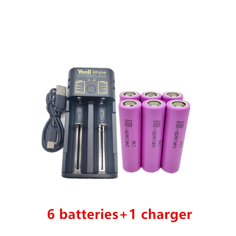 30q 100%  originalbatterier i 18650 3.7 v 3000 mah litiumjonbatterier i uppladdningsbart format: Rosa