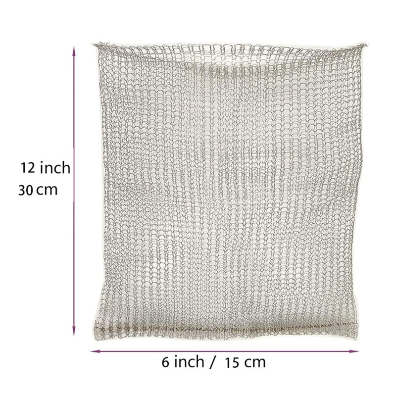 Panier en maille tricoté en fil d'acier inoxydable 304, pochettes de racines de plantes, pour l'intérieur et l'extérieur, jardin, cour, légumes: 12x6in