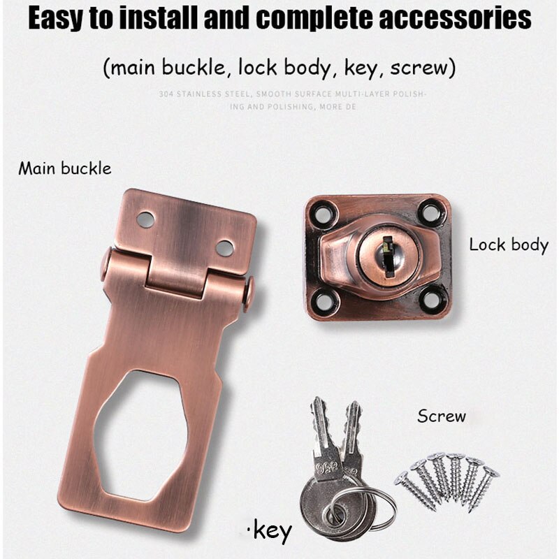 Stainless Steel Plating Self Locking Security Hasp Staple Lock Cupboard Padlock Door/Shed/Gate/Van Lock/desk/close with 2 Keys