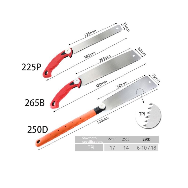 Woodworking Double Sides Carbon Steel Hand Saw Tenon Fine Tooth with PVC Handle for Gardening Outdoor