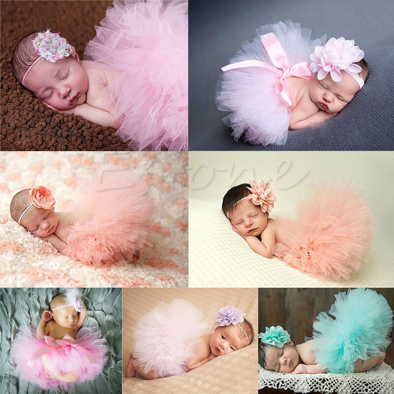 Cute Toddler Newborn Baby Girl Tutu Skirt & Headband Photo Prop Costume Outfit