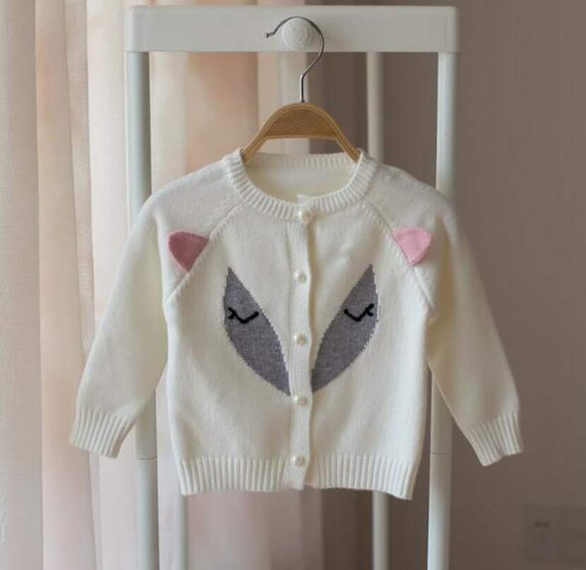 Gebreide Meisjes Vest Herfst kinderen Trui Vos Print Kids Baby Meisjes Truien Katoen Peuter Vest Trui voor Meisjes