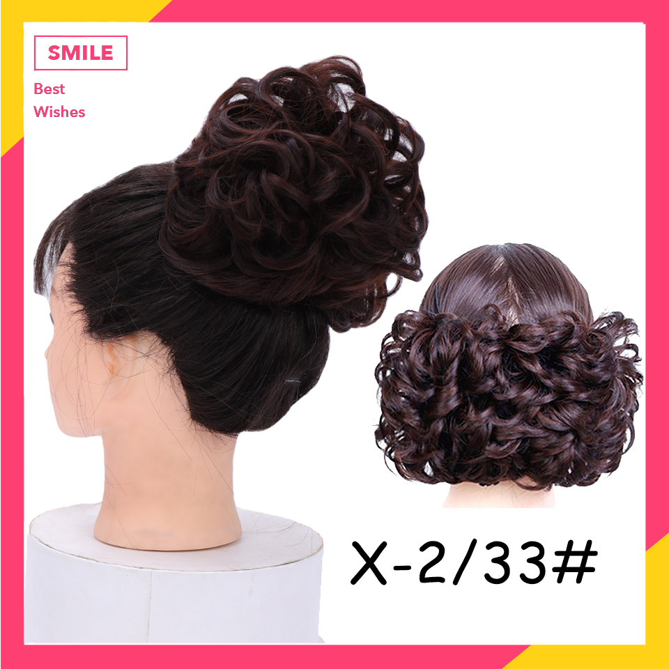 HUAYA ślubne na włosy kok fryzura włókno termoodporne peruka syntetyczna ze sznurkiem kręstożek chignon modne dodatki robić włosów: X-2-33