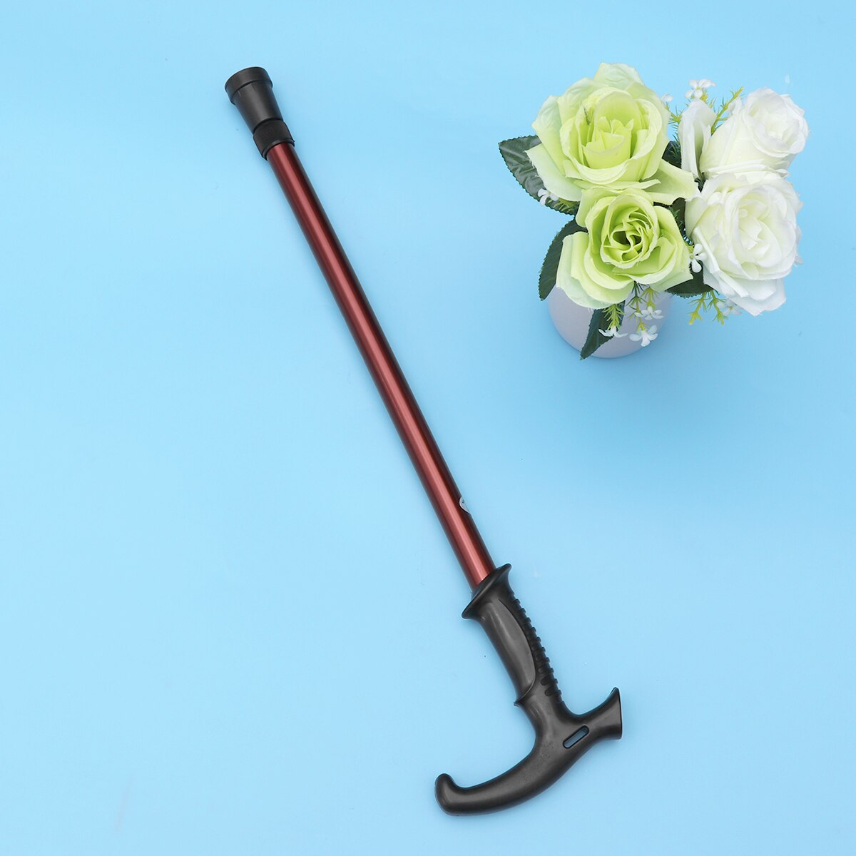 Six-Section Telescopic Trekking Pole Walking Cane Aluminium Alloy Anti-Skid Adjustable Walking Stick Silver Brown Walking Sticks