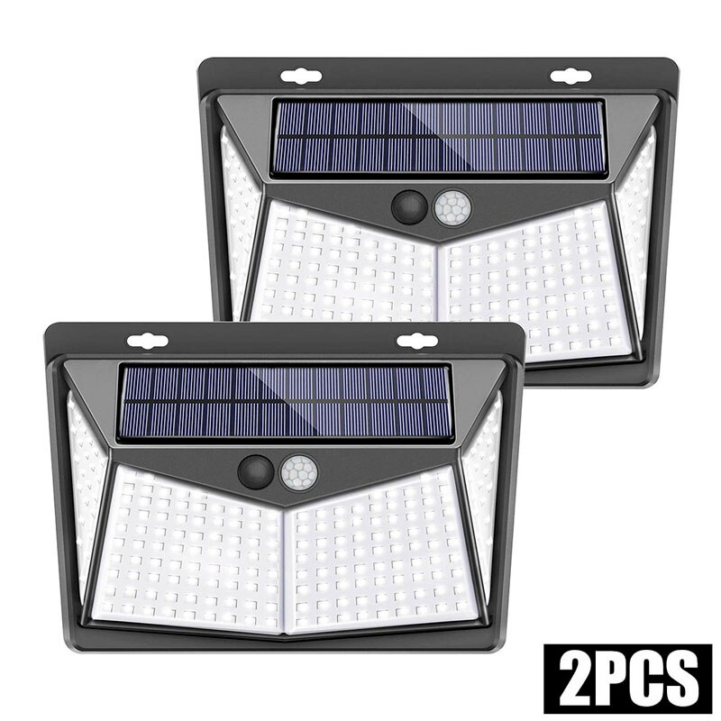 Solar Lights Outdoor 208leds IP65 Waterproof Wireless Motion Sensor Light 270°Wide Angle Easy-to-Install Security Wall Lights: 2pcs  208leds