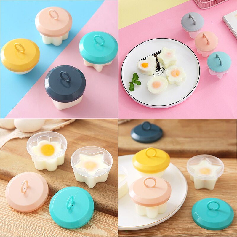 Ensemble de 4 pièces/ensemble pocheuses à œufs en plastique, cuiseur à œufs de cuisine, outils, moule à œufs avec couvercle, brosse, crêpière