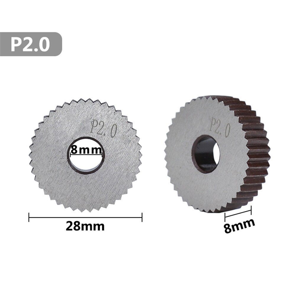 Skridsikker enkelt lige grov 2 stk 2.0mm sæt til metal drejebænk diameter 28mm hss hjul drejebænk knurling værktøjer