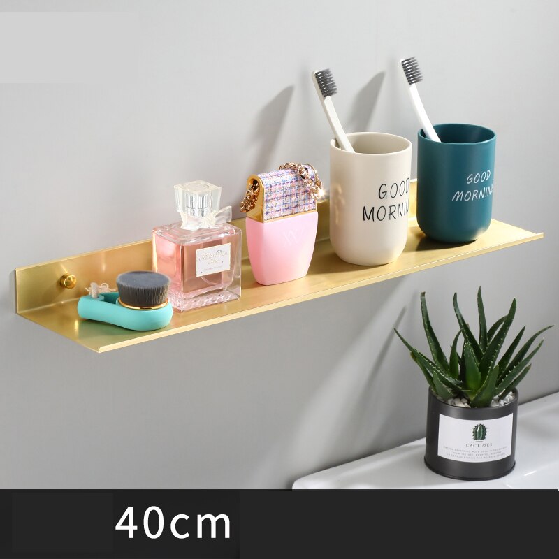 Zwarte ruimte aluminium badkamerplanken enkele laag plank shampoo plank keukenplank badkamerrek: 40cm borstel goud