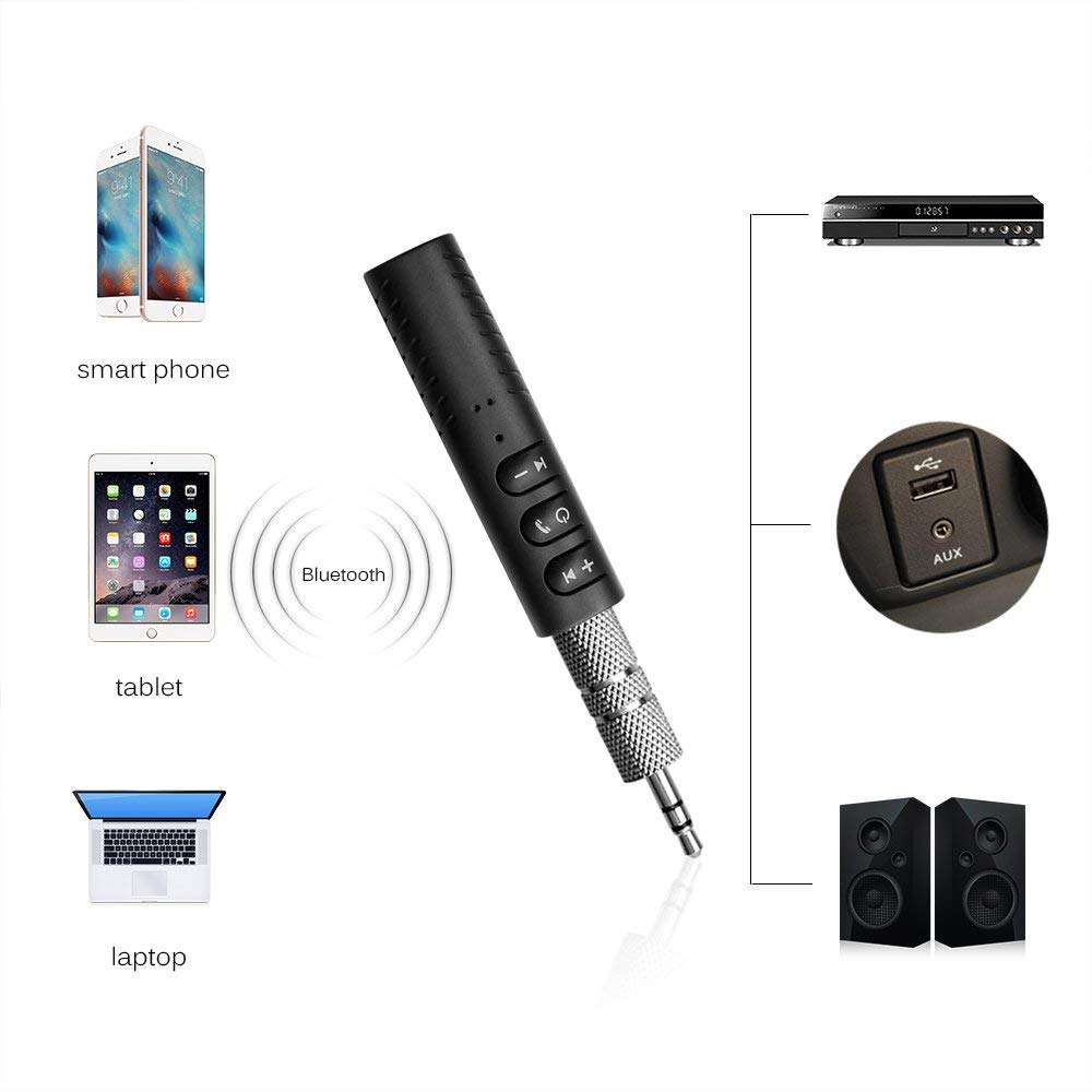 Oaoyeer manos libres Bluetooth coche Kits Auto 3,5mm Jack inalámbrico Aux Bluetooth receptor adaptador para auriculares PC MP3 altavoz
