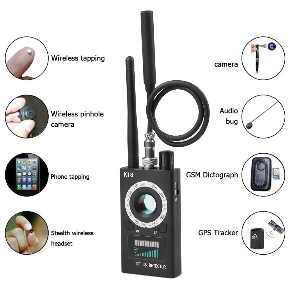 K18 Wireless Detector Camera GSM Audio Anti Bug Finder GPS Signal Lens RF Tracker Detect 1MHz-6.5GHz Multi-function Anti Camera