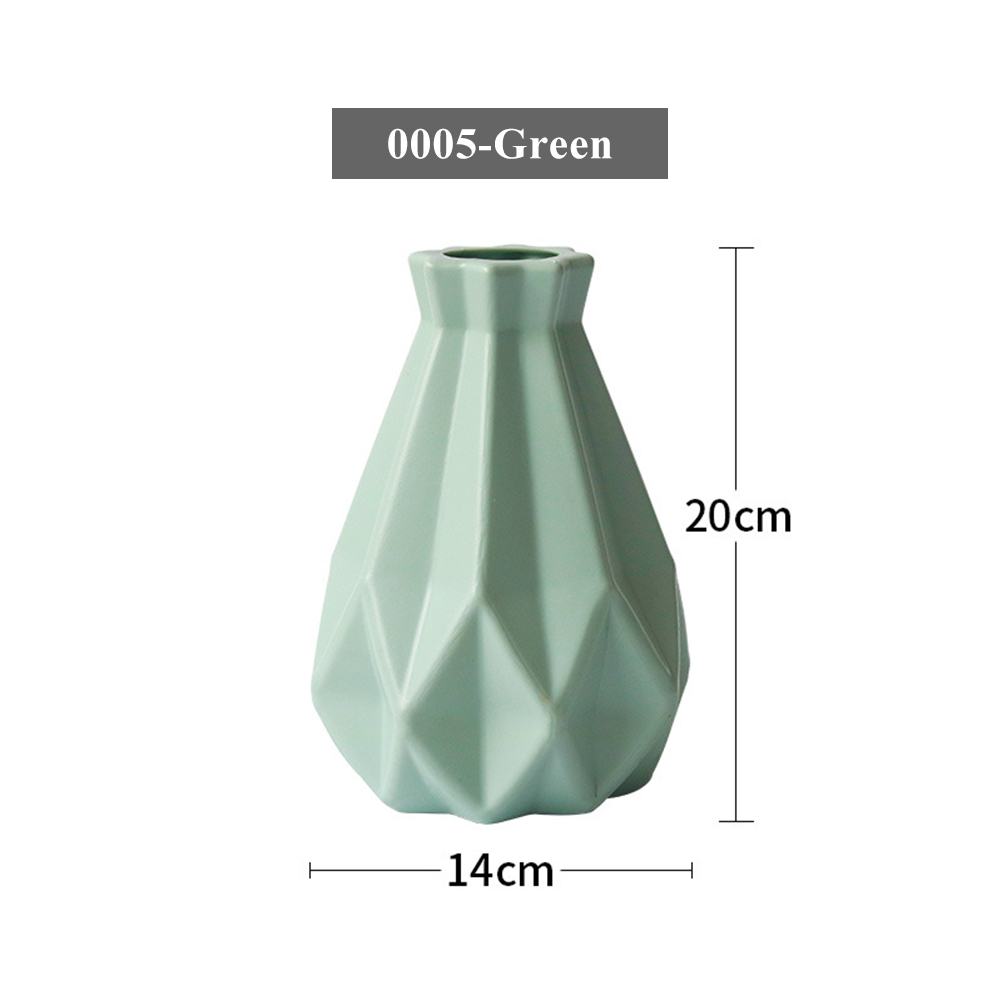 1Pce Nordic decorative vase imitation ceramic flower basket plastic vase decorative ornament flower pot vase ornament: 0005 Green
