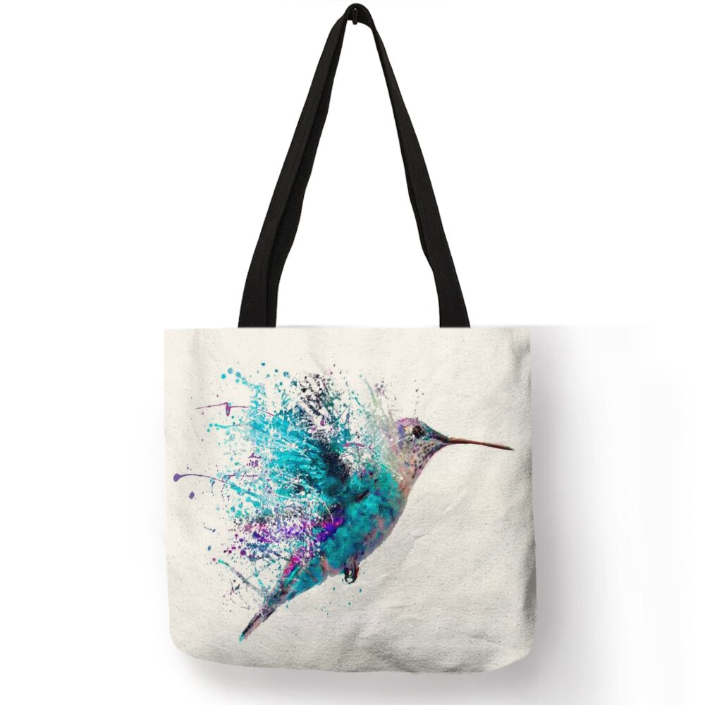 Aquarel Animal Art Linnen Tote Tas Met Print Herbruikbare Boodschappentassen Voor Boodschappen Casual Mode Handtassen Voor Vrouwen: 001