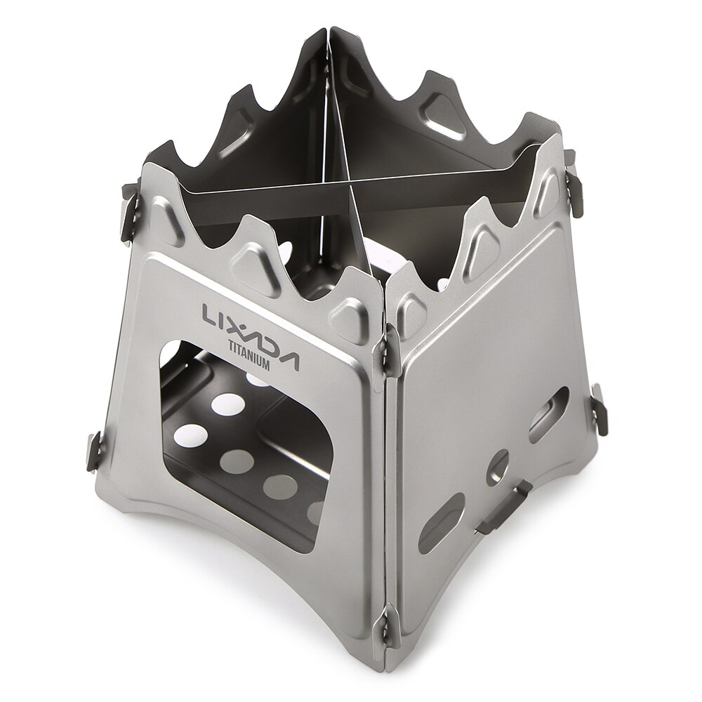 Lixada Compact Folding Titanium Wood Stove Outdoor Camping Stove Cooking Picnic Stove Portable Wood Furnace Burners