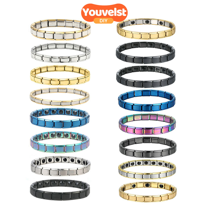 Youvelst-pulsera de módulo personalizado, Itanlian brazalete elástico, de acero inoxidable, a la
