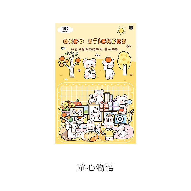 100PCS Selling Cute series stickers DIY scrapbooking journal mobile computer diary happy plan sealing decoration stickers: D  100pcs  1bag