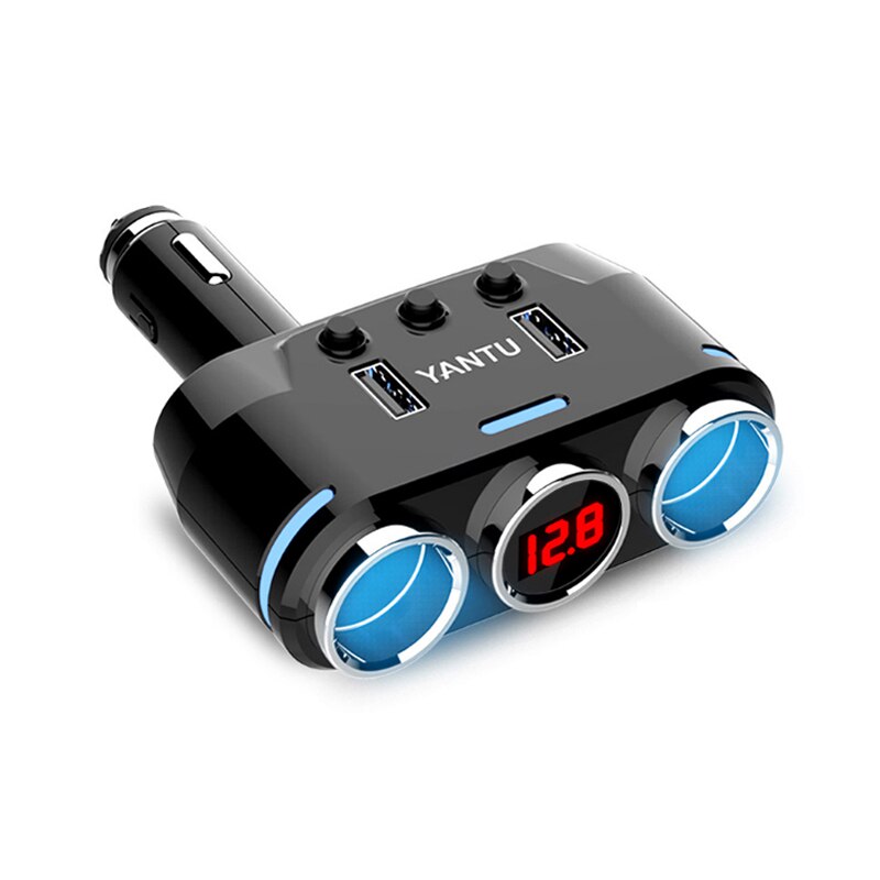 Podwójny Port USB 3 sposób gniazdo zapalniczki samochodowej rozgałęźnik ładowania przejściówka adapter DC 5V 1A + 2.1A gniazdo zapalniczki czarny dla: B rodzaj