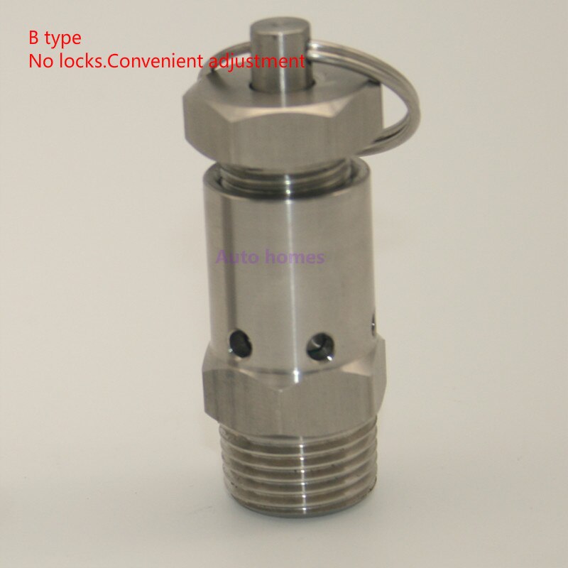 Säkerhetsventil i rostfritt stål  ss304 1 bar /2 bar hangänga 1/4 1/2 tum bsp justerbar fjädersäkerhetsventil