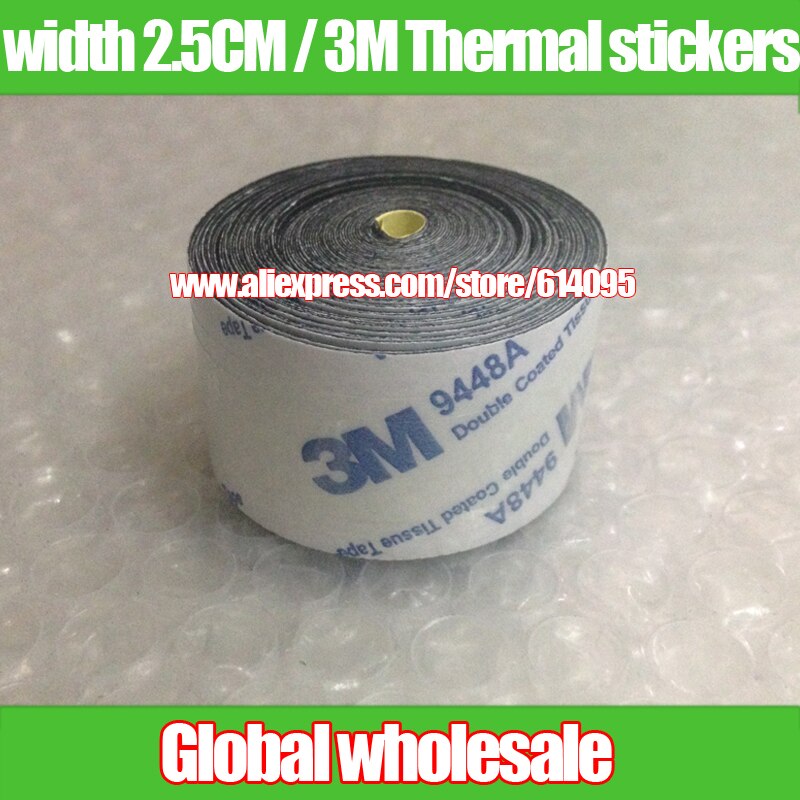 breedte 2.5 cm, 3 m thermische stickers, 3 m thermische plastic/zwart/koellichaam radiator gewijd (5 meter lengte)