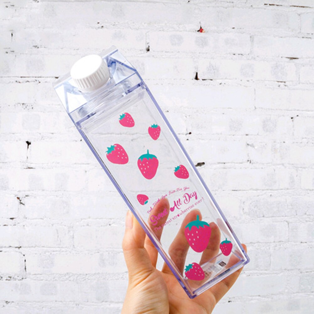Plastic Clear Milk Carton Water Bottle Transparent Milk Box Juice Water Cup for Girls XHC88