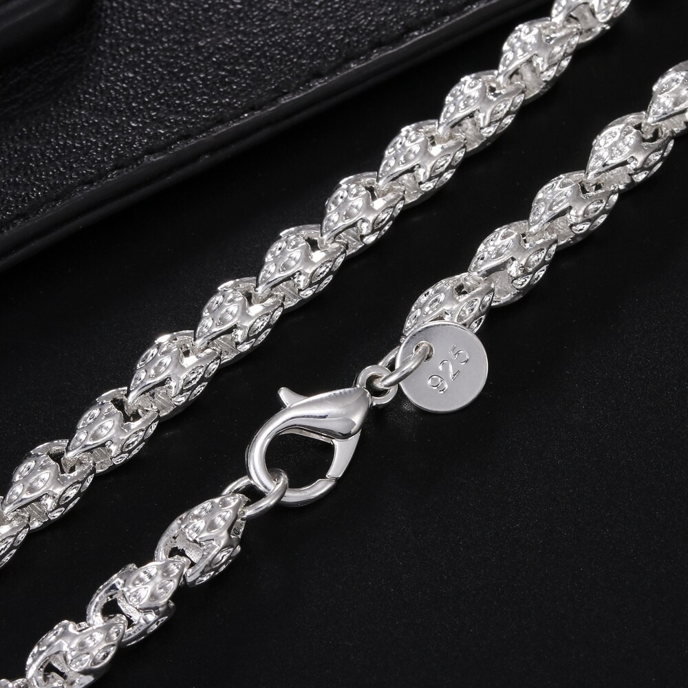 AGLOVER 925 Sterling Silver 20 Inch 5MM Faucet Chain Necklace For Woman Man Wedding Birthday Jewelry: Default Title