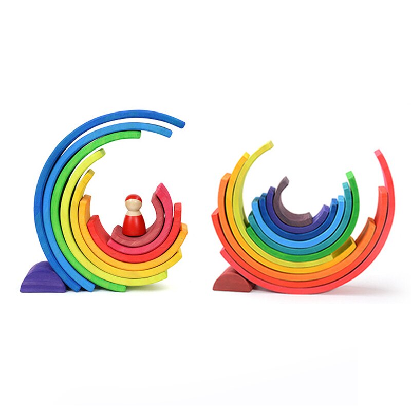 Arcobaleno Bambini Giocattoli Arcoiris Blocchi di Legno Giocattoli Per I Bambini Il Divertimento di Gioco Blocchi di Costruzione Giocattoli Educativi di Legno Montessori