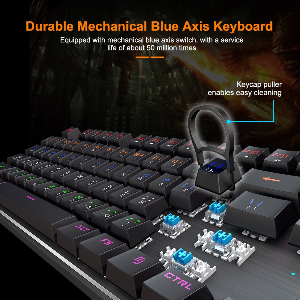 Mechanical Keyboard Wired Gaming Keyboard 104/87 Keycaps Russian Gamer Keyboard with Backlight RGB Key Board for Computer PC