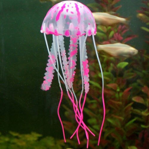 1Pcs Artificial Jellyfish Fish Tank Aquarium Decoration Mini Submarine Ornament Luminous Landscape Fish Tank Accessories: Pink