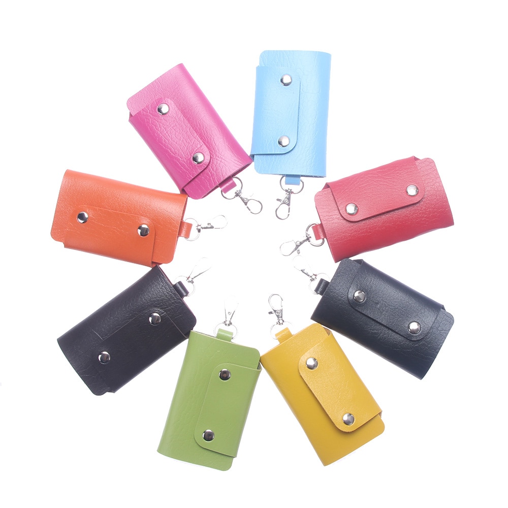Iskybob Pu Leer Huishoudster Houders Auto Sleutelhanger Sleutelhanger Bag Case Key Wallet Cover 8 Kleuren