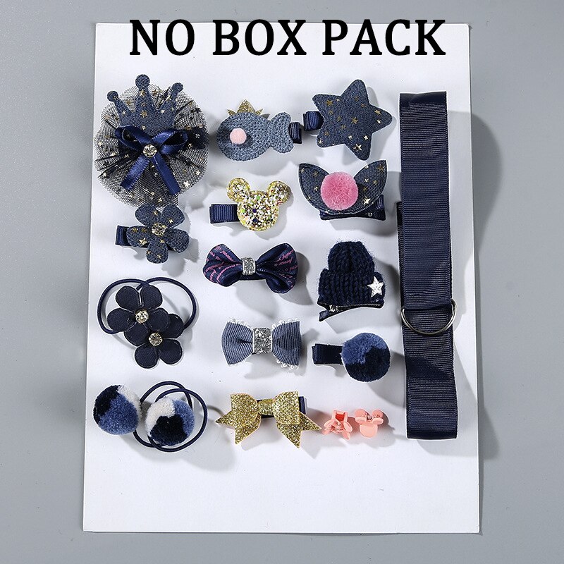 18 stuks/doos baby haaraccessoires set kinderen schattige stoffen strik bloem haarspelden haarspeldjes haarclips meisjes hoofdtooi: Marine