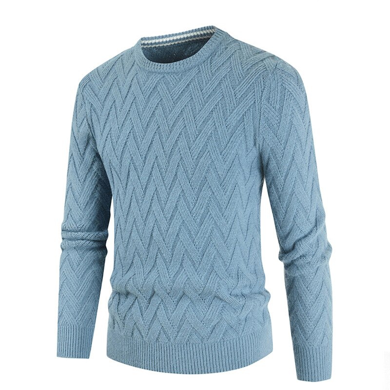 Männer Oansatz Wolle Jumper Herbst Winter Warm Patchwork Bequeme Lange Hülse Kleidung Gestrickte Beiläufige Männliche Pullover Dropshopping: Blau / L