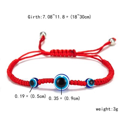 Kreative neue hand-woven glück red string armband für damen und männer mit blauen augen runde perlen armband schmuck: 4