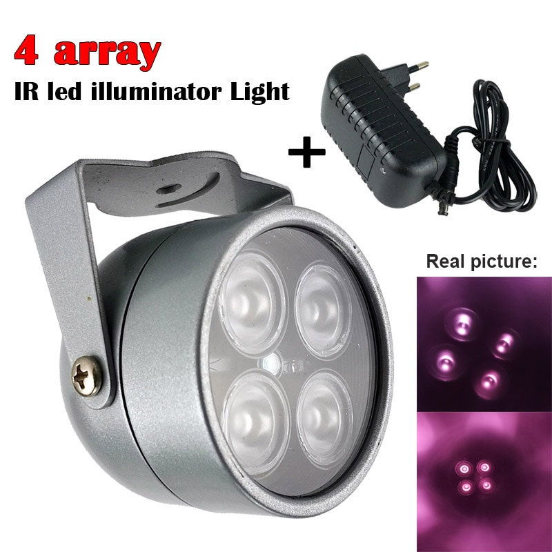 Mini cctv leds 4 array ir led illuminator light ir infrarød vandtæt nattesyn cctv fyld lys til cctv kamera ip kamera