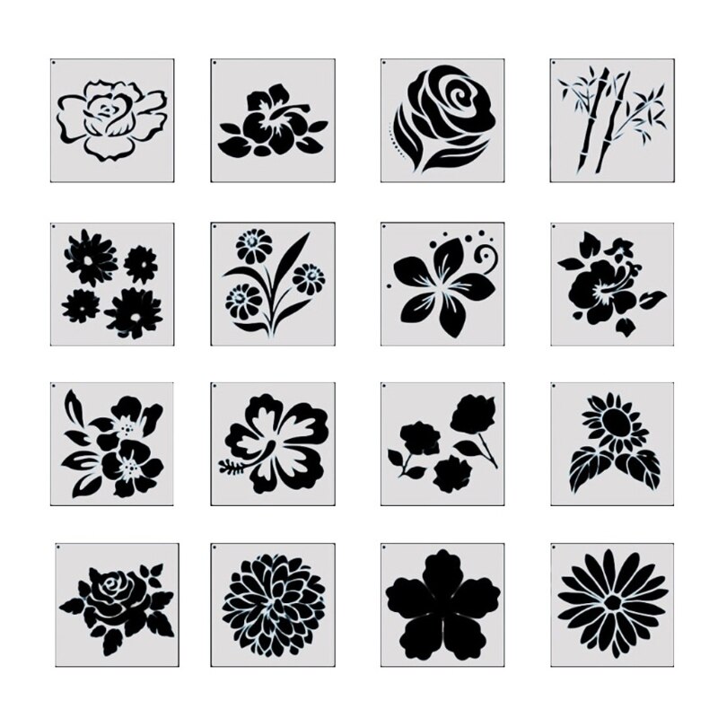 24Pack 16 Pack Christmas Painting Stencil Kit DIY Drawing Stencils Templates for Painting on Wood Wall Home Decoration: B-16Pcs