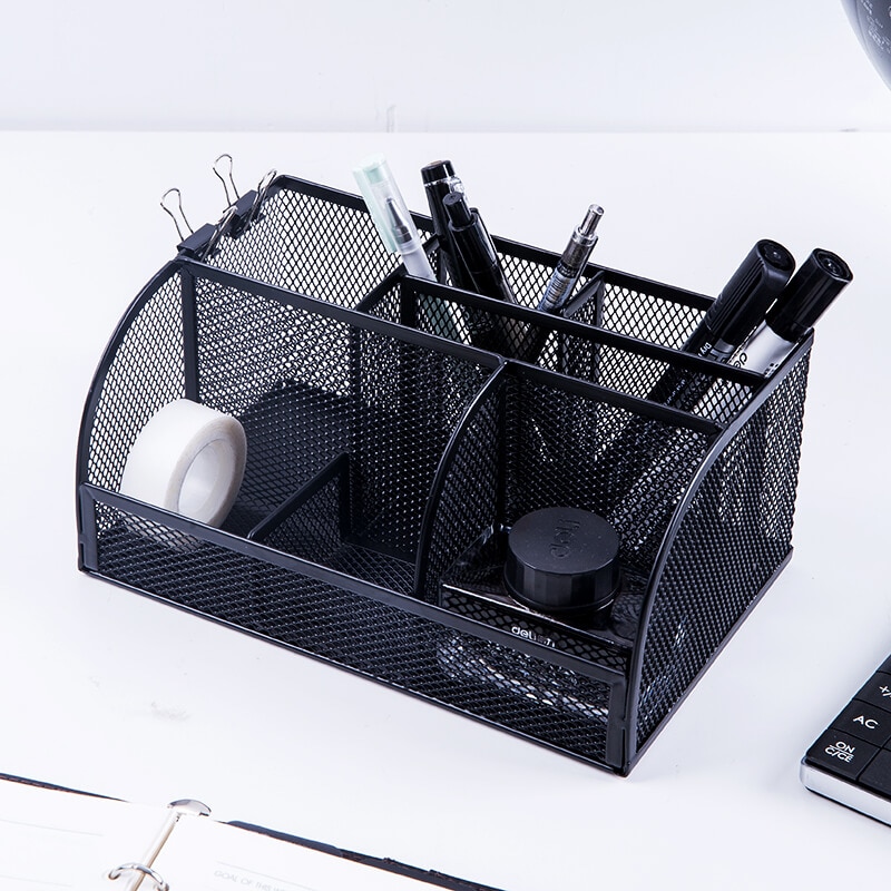 Metal mesh pen holder desktop opbevaringsboks multifunktions pen holder kosmetisk arrangør container boks skolekontorartikler 9200