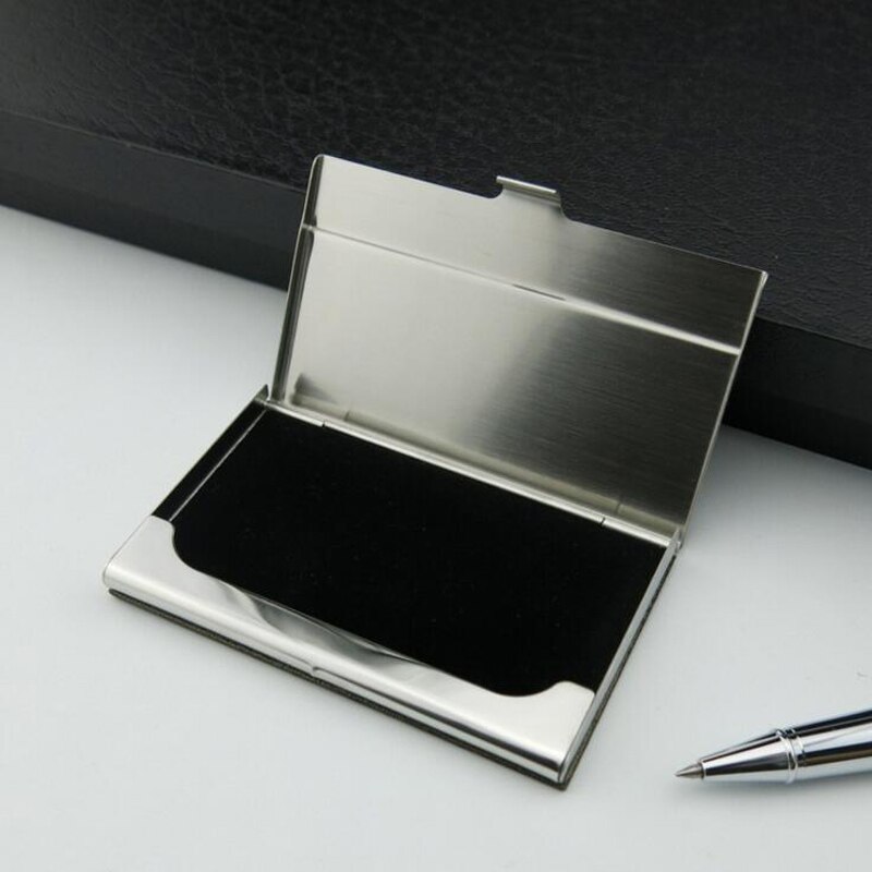 Aluminum PU Leather Business Credit Card Holder For Women Men Steel Portable ID Name Card Bank Male Cardholder