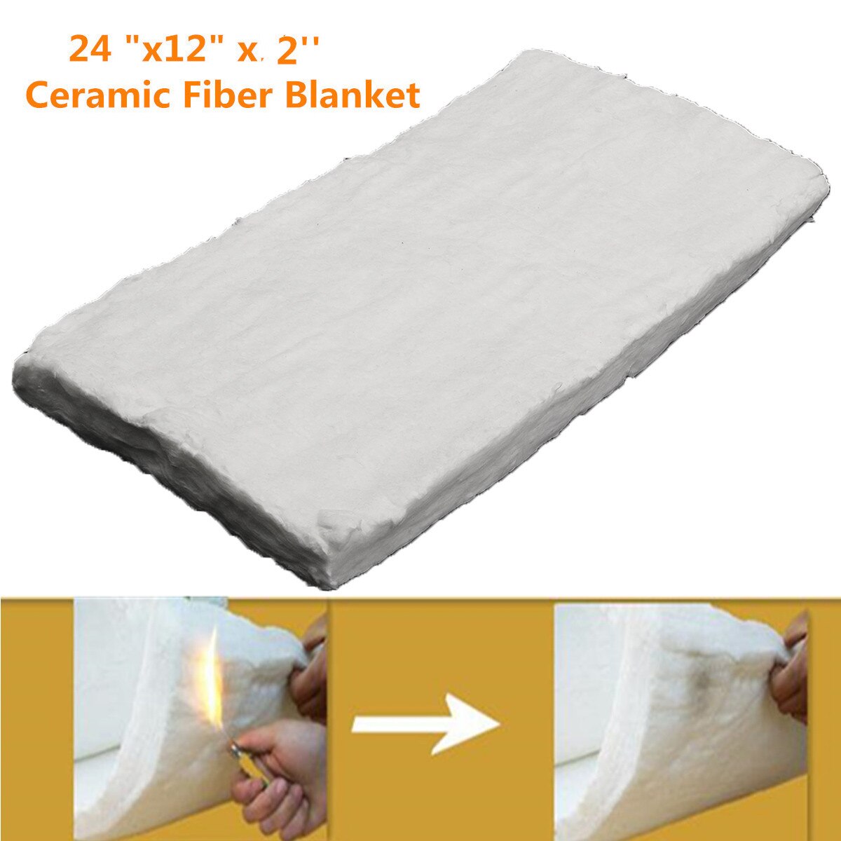 24"x12"x2" Aluminum Silicate High Temperature Insulation Ceramic Fiber Blanket Fabric Industry DIY Material Ceramic Fiber