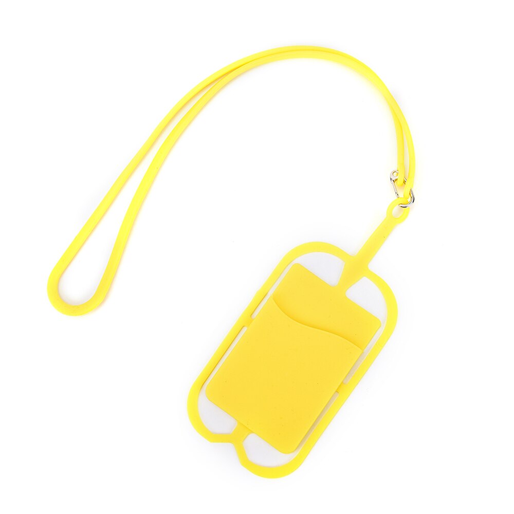 Iskybob Mobiele Telefoon Silicone Wallet Case Credit Id Card Bag Holder Pocket Met Lanyard Om Telefoon Sticker Kaart Pouch: YELLOW