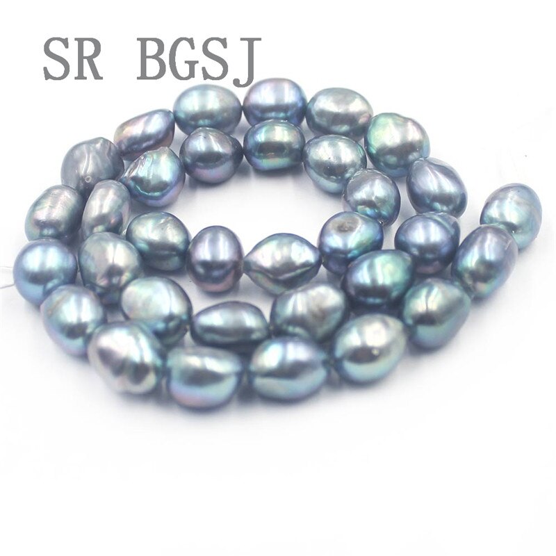 SR 10x12mm Freiheit Fabrik Preis Barock Kartoffel Perle Natürliche Große Perle Süßwasser verlieren Perlen 15": Schwarz