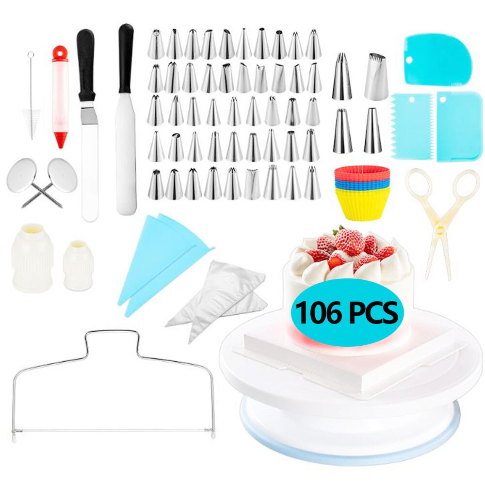 61/106PCS DIY Cake Decorating Tool Reusable Baking Supplies Set Stainless Steel Pastry Nozzles Kit Flower Icing Tips Baking Tool: 106pcs