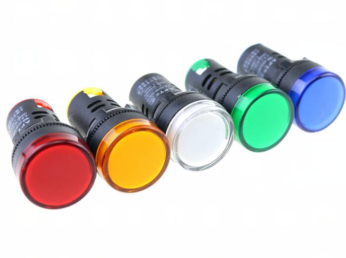 Indicator Lichten 10 stks AD16-22 mm 24 v DC Draad LED voor Elektronische Indicator Signaal Licht Vijf kleuren optionele