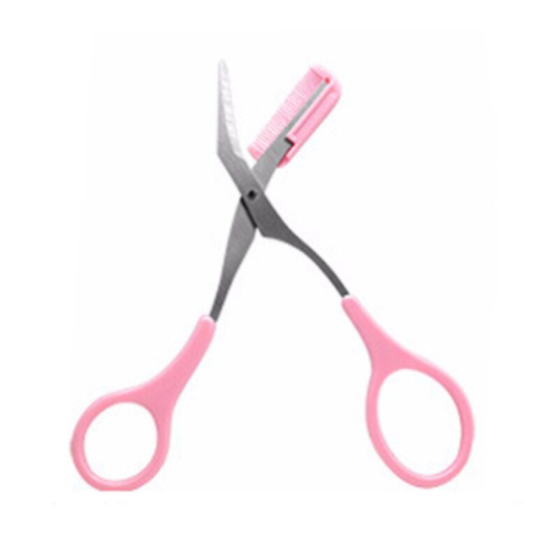 3 farbe Augenbraue Trimmer Schere mit Wimpern Kamm Haar Schere Edelstahl Augenbraue Rasierer Körperpflege machen-hoch Zubehör: 01 Rosa