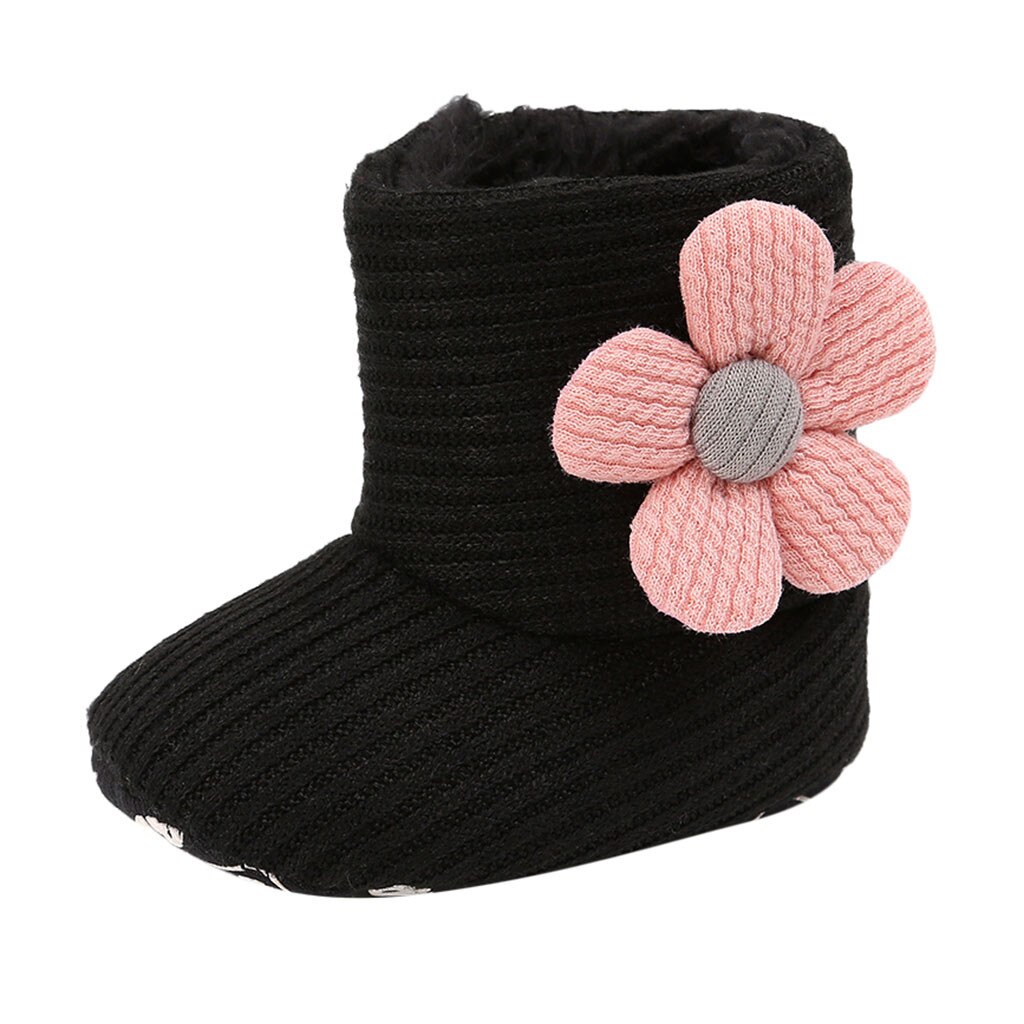Baby Girl Keep Warm Plush Soft Snow Boots Soft Crib Shoes kids shoes детская обувь обувь детская Soft Sole Causal Shoes#E20: Black / 3.5