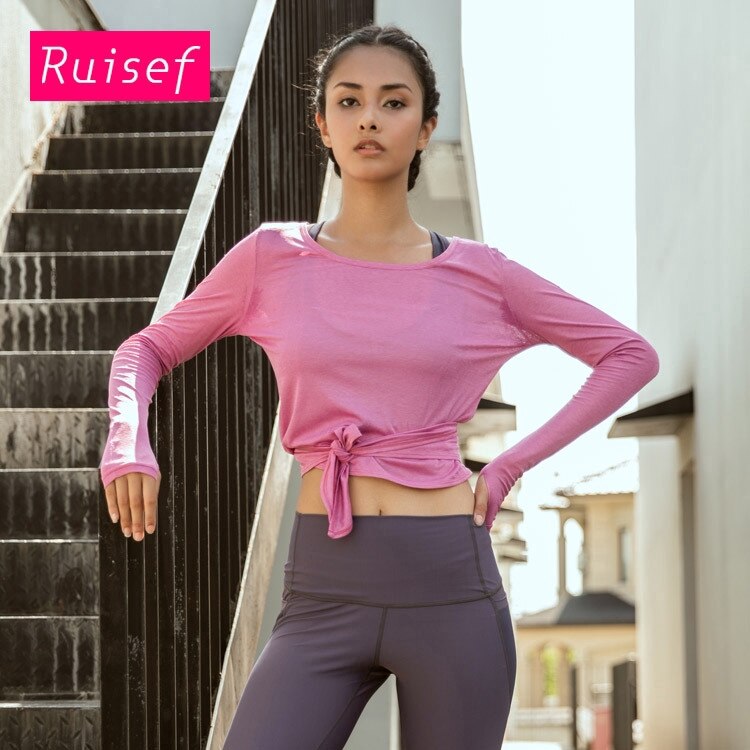 Women sport beauty back top long sleeve running fitness T-shirt