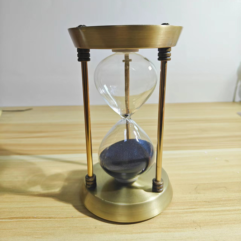 Drei-Säulen-Ornament, High-End-Timer, Sanduhr, Mini-Countdown-Timer, Glas-Timer, Zeit kleine Sanduhr aus Metall: XL / Silber