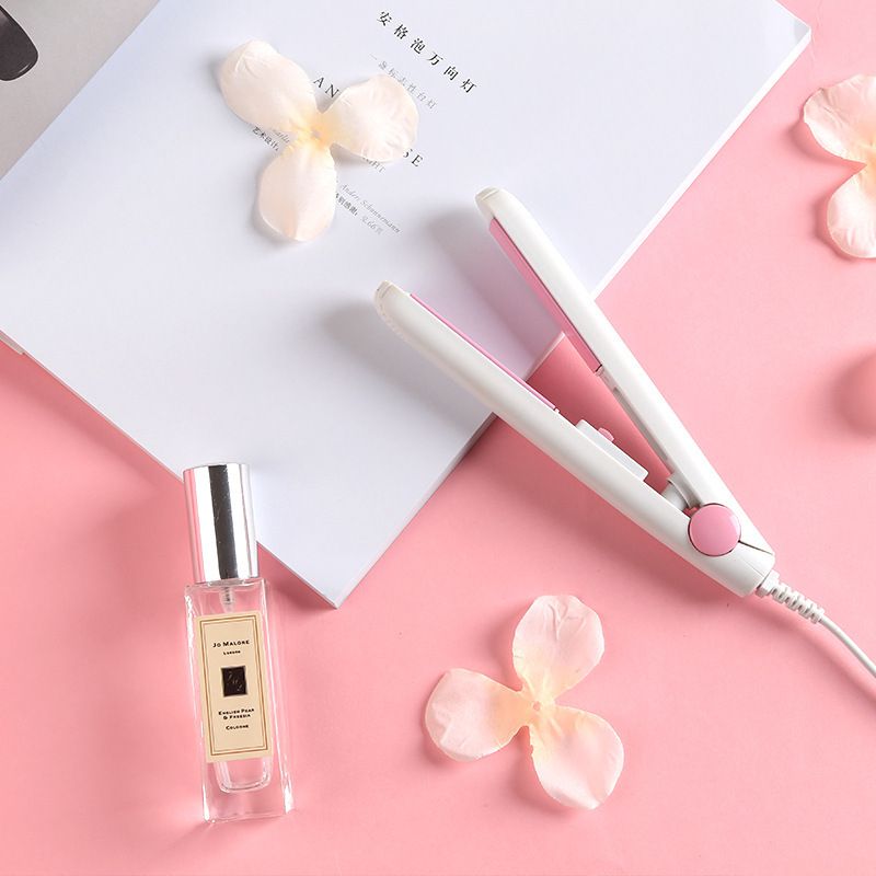 Mini 2 in 1 flatjerns rettetang og krølltang bærbart pro twist hårrettetang flattjern hårkrøll hårstylingverktøy: Hvit